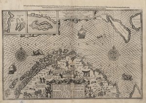 Mapa północnej Norwegii z powiększonymi sekcjami Vardø i Kildin autorstwa Willema Barentsa